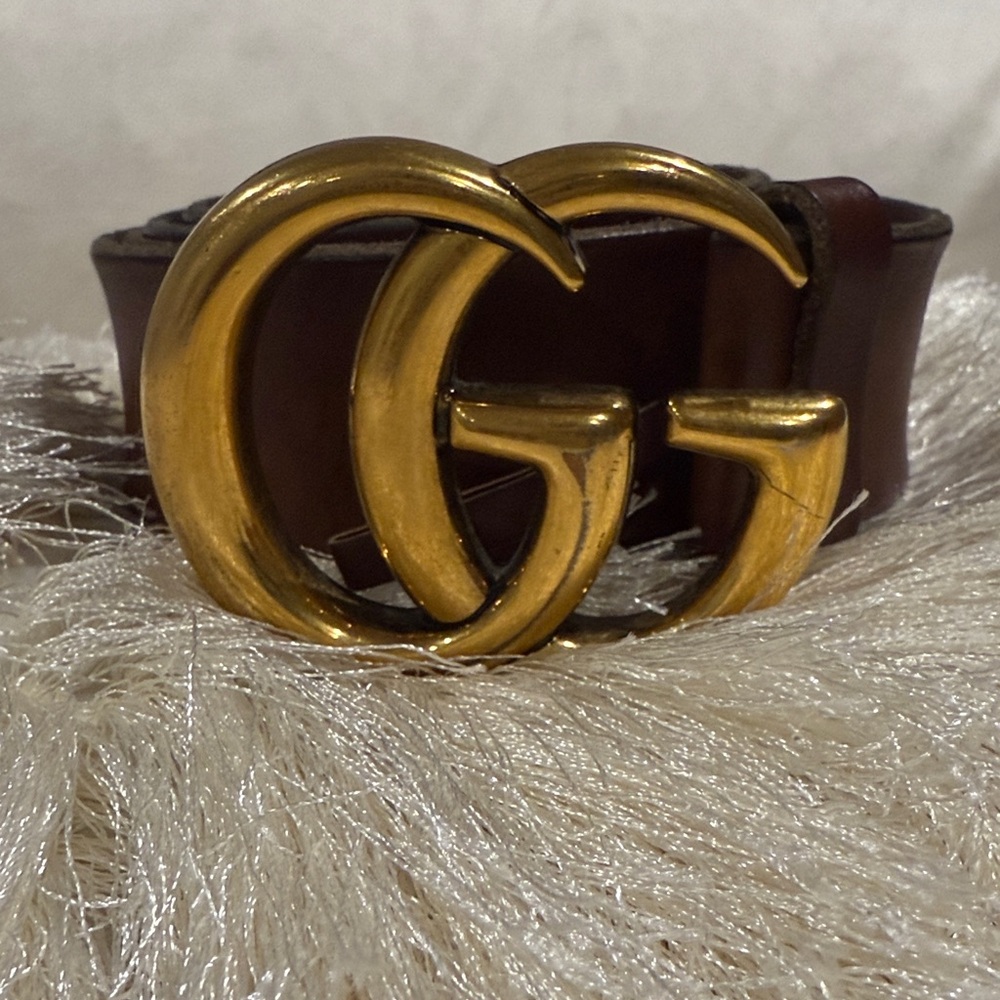Gucci Dark Brown Belt with Gold GG Buckle